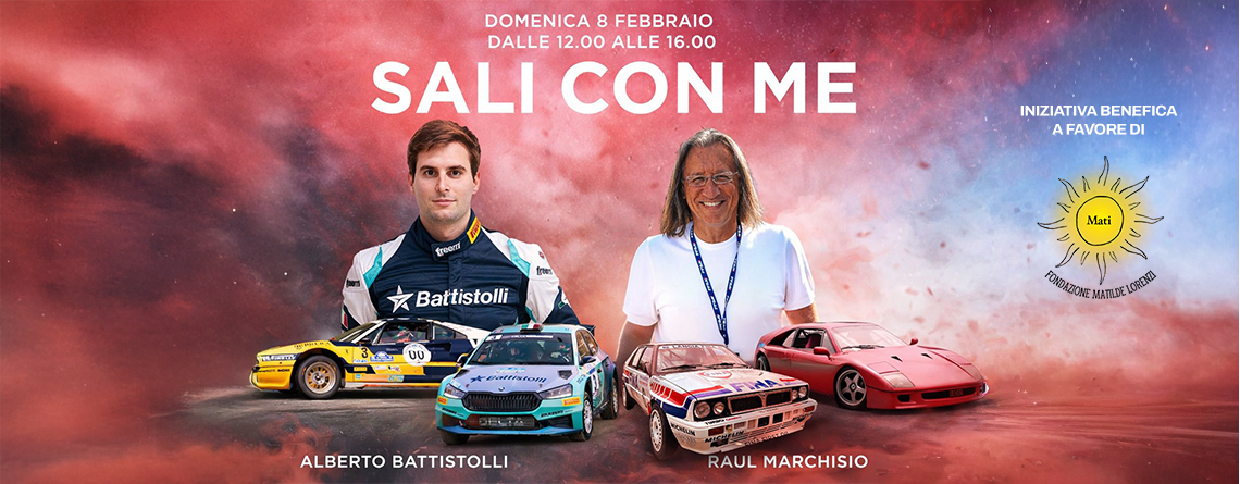 Sali con me battistolli marchiosio ferrari f40 racing meeting 7 8 febbraio 2026 fondazione matilde lorenzi beneficenza